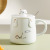 Creative Cute Embossed Hand Lying Cat Ceramic Cup Office Home with Cover Spoon Good-looking Milk Coffee Mug