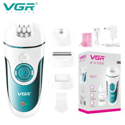 VGR cordless lady shaver V-700 rechargeable lady epilator 4 in1