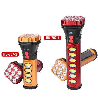 New Multi-Functional Outdoor Household Emergency Light Sidelight Searchlight Strong Light Solar Rechargeable Flashlight