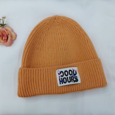 Sweet Fashion Knitted Hat Cloth Label Female Cap Autumn and Winter Woolen Hat Outdoor Shopping Casual All-Match Hat