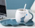 Creative Cute Cartoon Elephant Three-Dimensional Relief Ceramic Set Cup and Saucer Hand Punch Coffee Cup Set Office Home