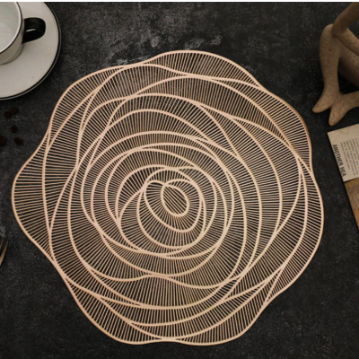 European-Style High-End Decorative Placemat PVC Cup Mat Bowl Mat Heat Proof Mat Dining Table Cushion Western-Style Placemat Tableware Mat Rose Style