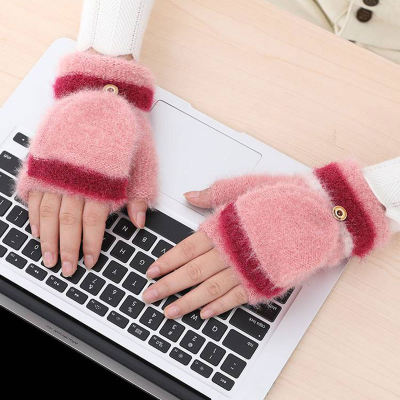 Gloves Students Warm-Keeping Imitation Mink Gloves College Student Typing Cotton Gloves Wholesale