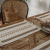 Table Runner Cotton and Linen Stripes Stitching Two-Color Woven Tassel Natural Material American Holiday Factory