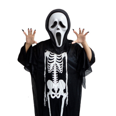 Skull Ghost Clothes with Skeleton Print Makeup Ball Garment Halloween Costume Clothes Adult Children Horror Mask