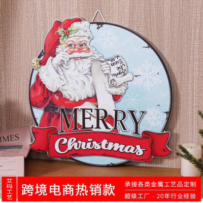 American Christmas Word Plate Wrought Iron Christmas Welcome Board Merry Santa Claus Welcome Board