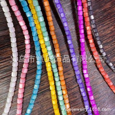 Freshwater Shell Fritillary Beads Colorful round Tube 3.5x3.5mm Semi-Finished Products Accessories Bracelet Necklace Clothing Shoes and Hats Accessories