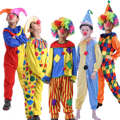 Halloween Children Clown Costume Masquerade Magician Performance Children Funny Clown Stage Performance Costume