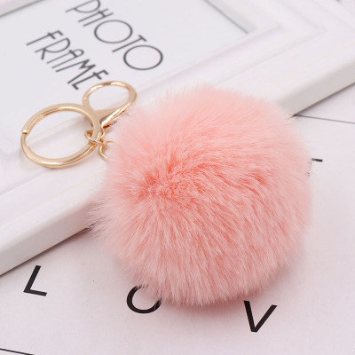 Autumn and Winter Imitation Rex Rabbit Fur Ball Keychain Fashion Ladies Bag Package Pendant Plush Car Key Ring Ornaments Wholesale