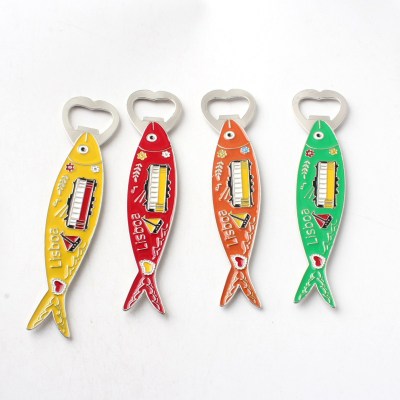 Factory Direct Sales Exclusive for Cross-Border European Style Portuguese Lisbon Fish Series Souvenir Fridge Magnet Bottle Opener