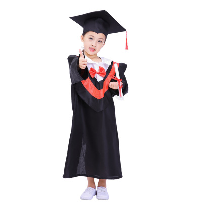 Children's Gown of Doctor Degree Primary School Kindergarten Student Clothes Cosplay Role Play Stage Performance Graduation Dress