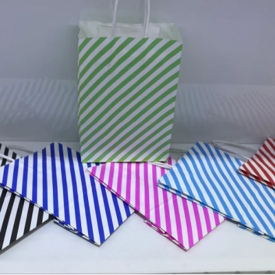 Diagonal Stripe Kraft Paper Shopping Bag Four-Color Gift Bag Handbag