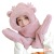 Cute Bear Hat Warm Scarf One-Piece Hooded Women's Autumn and Winter Winter Gloves Three-Piece Set Fashion Suede