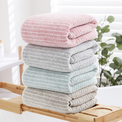 Factory Direct Sales Warp Knitted Coral Fleece Bath Towel Embroidered Logo Cationic Absorbent Large Bath Towel Gift Wholesale