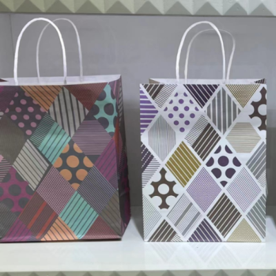 Roman Plaid Kraft Paper Shopping Bag Four-Color Gift Bag Handbag