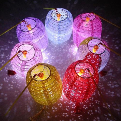 Mid-Autumn Festival National Day Wax Gourd Hollow Chinese Lantern Children's Portable Luminous Lantern Hanfu Shooting Props Ancient Style Festive Lantern