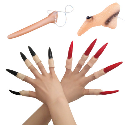 Halloween Props Female Witch Fake Nose Pinocchio Long Nose Cosplay Dress up Vampire Zombie Nails