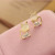 Korean Style Fashionable High-End Opal Earrings Diamond-Embedded Cute Kitten Ear Studs Animal Stud Earrings for Women