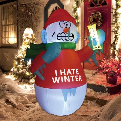 Amazon Christmas Inflatable Model I Hate Winter 6ft LED Light Inflatable Christmas Snowman Inflatable Model Ornaments