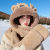 Cute Bear Hat Warm Scarf One-Piece Hooded Women's Autumn and Winter Winter Gloves Three-Piece Set Fashion Suede