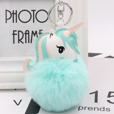 Unicorn Hair Ball Bag Pendant Imitation Rex Rabbit Color Matching Fur Ball Keychain Pony Plush Car Pendant Wholesale