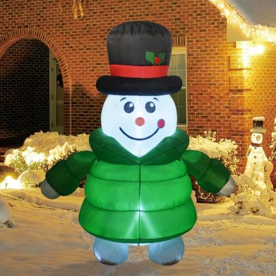 Cross-Border Christmas Green Snowman Inflatable Model 6ft LED Christmas Courtyard Decoration Inflation Model Ornaments