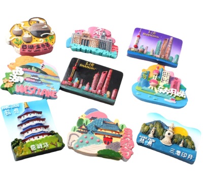 Factory Direct Sales Home Decoration Chinese Style Shanghai Hangzhou Scenic Spot Crafts Tourism Souvenirs Refridgerator Magnets