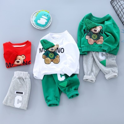 Boys and Girls Spring and Autumn Sweater Suit Medium and Big Children New Printing Sports Pure Cotton Two-Piece Set Children Fashionable Children's Clothing