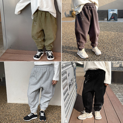 Children's Clothing Autumn and Winter Children's Pants Japanese Ankle Banded Pants Soft Soft Skin-Friendly Thin Velvet Sweater Pants Boy and Girl Pants Wholesale