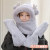 Cute Bear Hat Warm Scarf One-Piece Hooded Women's Autumn and Winter Winter Gloves Three-Piece Set Fashion Suede