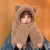 New Thickened Bear Hat Women's Winter Scarf Scarf Three-Piece Plush One-Piece Hooded Gloves Cute Warm