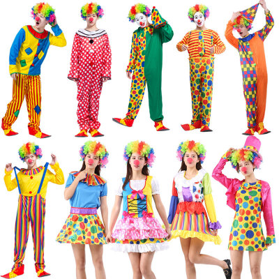 Halloween Clown Costume Adult Men and Women Cosplay Performance Clown Clothes Suit Comedy Show Dress up