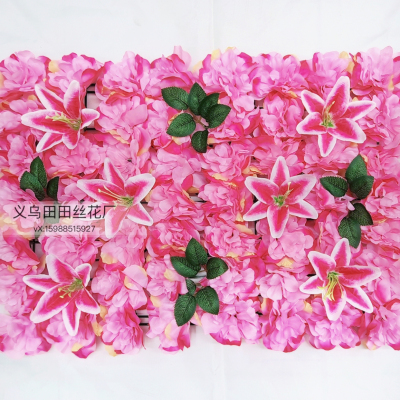 Lily Flower Wall Background Simulation Raw Silk Flower Row Wedding Decoration Props Row Flower Arch Silk Flower Photography Props