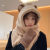 New Thickened Bear Hat Women's Winter Scarf Scarf Three-Piece Plush One-Piece Hooded Gloves Cute Warm