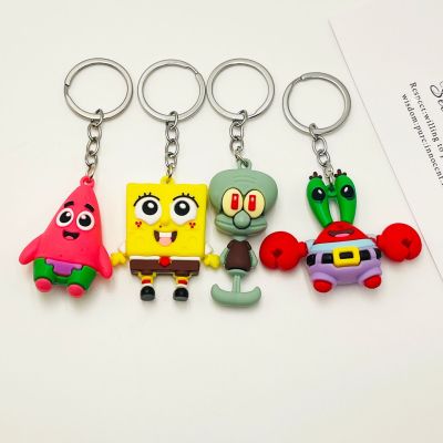 Cartoon Sponge Baby Keychain Cute Anime Paida Star Octopus Brother Crab Boss Doll School Bag Pendant