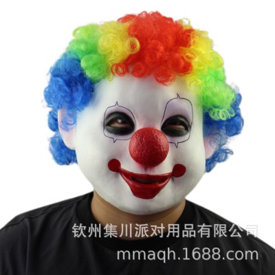 Cross-Border New Arrival Afro Clown Mask Smiley Face Mask Latex Horror Ghost Head Cover in Stock