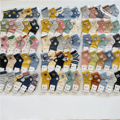 Sales Volume Product Boys and Girls Socks Autumn and Winter Cartoon Striped Mid-Calf Length Socks Stall Night Market Morning Market Supply Wholesale