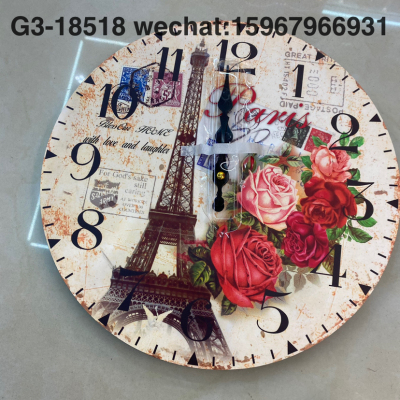 34cm MDF wood clock without glass ancients wall clock strong decoration cheap wall clock
