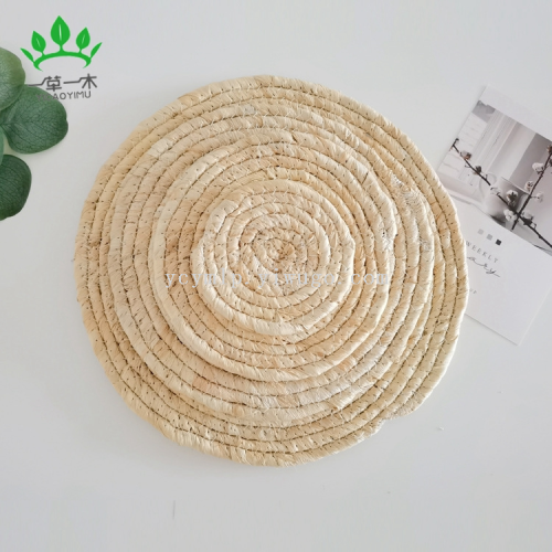 japanese-style simple straw placemat corn leather placemat papyrus placemat household insulation mat dining table cushion woven placemat