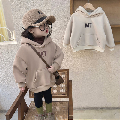 Children's Clothing Girls' Sweater Fleece-Lined Children's Spring and Autumn Clothing Baby Autumn Top Autumn and Winter Thickening Girl Autumn Clothes Wholesale Fashion