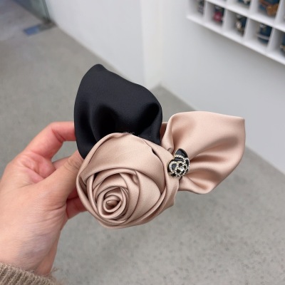 Korean Blush Hair Accessories Elegant Three-Dimensional Rose Spring Clip
