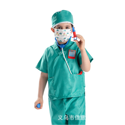 Children's Surgical Gown Suit Green Doctor Surgical Gown Kindergarten Role-Playing Costume Cosplay Dress up