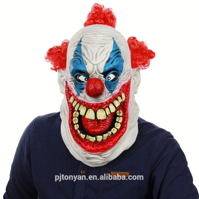 Halloween Oversized Afro Big Mouth Clown Mask Latex Horror Ghost Head Cover Scary Mask Cross-Border