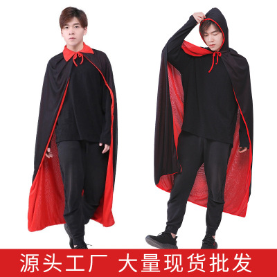 Spot Halloween Cloak Cosplay Double Layer Black Red Vampire Death Cloak Party Adult And Children Cloak