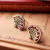 European and American Foreign Trade Original Order Exquisite Retro Fan Studs Female Alloy Red Crystal Scallop Earrings Ear Rings