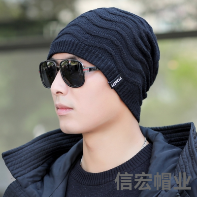Fleece-Lined Thickened Slipover Woolen Cap Men's and Women's Autumn and Winter Outdoor Riding Earflaps Warm Double-Layer Youth Leisure Cotton Hat