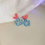 Silver Needle Sky Blue Series Geometric Flower Butterfly Earrings Korean Dignified Sense of Design Earrings Fresh Sweet Earrings