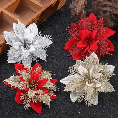 christmas decoration flower artificial flower christmas garland accessories christmas tree decoration gold pink christmas flower yiwu manufacturers