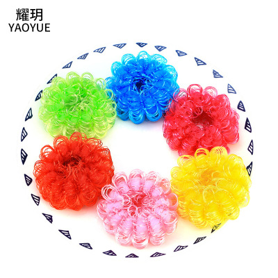 Hot Sale at AliExpress Girls Headdress High Elastic Solid Color Export Hair Ring Ethnic Style Bright Silk Hair Ball Online Influencer Headdress