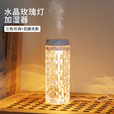 New Crystal Rose Atmosphere Small Night Lamp Bedside Lamp Household Large Spray Volume Indoor Office Desk Surface Panel Humidifier
